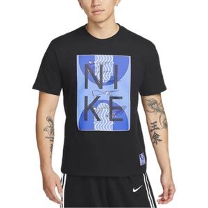 Nike Black Short-Sleeve Tee with Blue Graphic Box